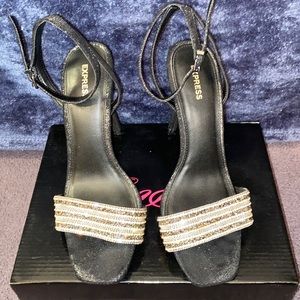 RHINESTONE SPARKLY BLACK HEELS - EXPRESS SHOES